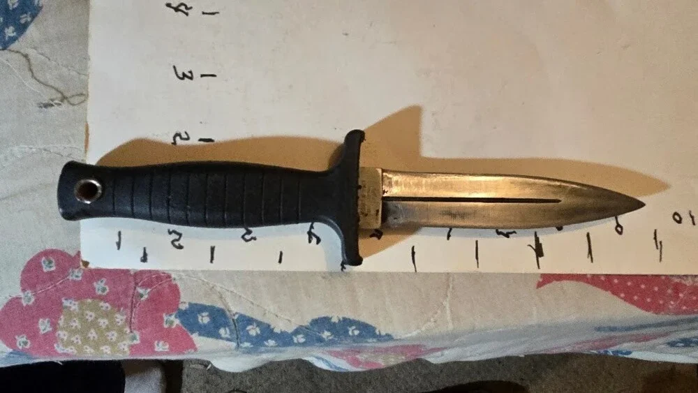 Fixed Blade Dagger Double Edge 7.5 Inch Blade Black Handle Tactical Knife